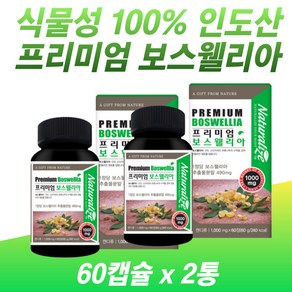 식물성 100% 인도산 진짜 보스웰리아 보스웰릭산 65% 아연 비타민D 히알루론산 상어연골 분말 저분자 피쉬콜라겐 함유 60캡슐 하루1알, 60정, 2개