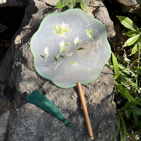 예쁜 자수 부채 꽃 자수 일본 중국 고급부채, 07. 팔판-은모란, 1개