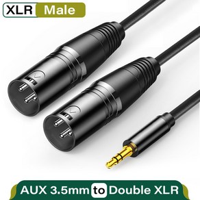 AUX XLR 케이블 마이크 밸런스드 아날로그 오디오 라인 3 5mm 잭 수 암 PC 전화 스피커 앰프용 더블, [01] 3.5mm to 2 XLR Male, 0.3m, 3.5mm to 2 XLR Male, 1개, 3.5mm to 2 XLR Male_0.3m