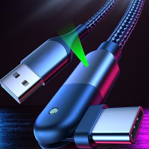 3A LED 180도회전 급속 USB C타입 고속충전케이블 PD 핸드폰 충전선 스마트폰 초고속 충전기 2M, 180도회전식 고속충전케이블 2M-레드, 1개