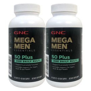 GNC 메가맨 50 플러스 원 데일리 60정 (캐플렛) GNC MEGA MEN 50+ One Daily 60 Caplets, 1세트, 120정