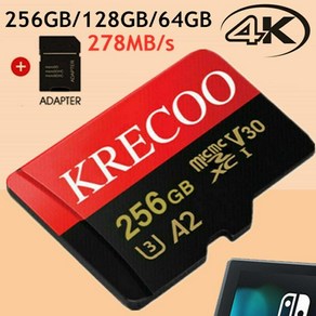 KRECOO 256GB 128GB 64GB 4GB 마이크로 메모리 SD 카드 a1 고속 4k c10 고속 플래시 메모리 TF 카드(어댑터 포함)