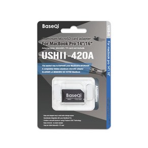 BaseQi 420A 420AG 맥프로 메모리카드 저장용량 어댑터 카드 micoSD 슬리브, USB3.2, 1개