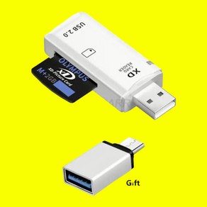 USB XD 그림 카드 리더기 플러그 앤 플레이 올림푸스 후지 카메라 컴퓨터용 XD 메모리 카드 어댑터 01 White, 1개