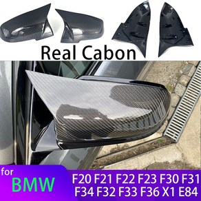 진짜 탄소 섬유 사이드 미러 커버 캡 교체 BMW 시리즈 1 2 3 4 X M 420i F20 F21 F22 F23 F30 F32 F33 F36 X1 용, 1)2pcs Black, 1) 2pcs Black