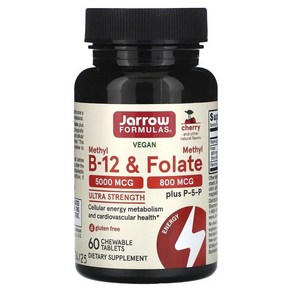 재로우 Methyl B-12 5000mcg & Folate Cherry Flavor 800mcg 츄어블 타블렛