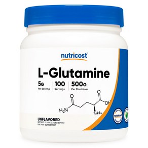 뉴트리코스트 L-글루타민 파우더 500g 무맛 1개 1서빙 5g 100회분 L-Glutamine Powde [500 GMS] [Unflavoed]