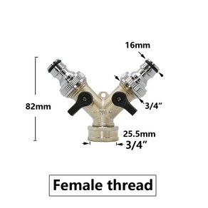3/4 WAY 황동 플라스틱 가든 호스 분배기 Y 형 급수 커넥터 옥외 탭 수도꼭지 용, 03 B, 1개