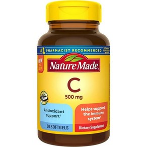 Natue Made Vitamin C 500mg 네이처메이드 비타민C 500mg 소프트젤, 60정, 1개