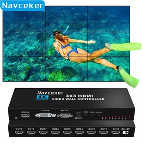 4K HDMI 비디오 월 컨트롤러 3x3 HDMI DVI 비디오 월 프로세서 멀티 비디오 스크린 프로세서 스플라이서 1X2 1X4 1X3 2X1 2x3 3x2 4X2