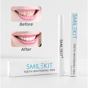 SMILEKIT 휴대용 치아미백펜 아름다운 하얀 치아 클리너 얼룩 누런때 제거 브라이트닝 젤펜 셀프 치아 미백 제 3P