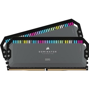 커세어 CORSAIR 도미네이터 플래티넘 RGB DDR5 RAM 32GB 2x16GB 6000 C30 1.4V AMD 최적화 컴퓨터 메모리 쿨 그레이, 32GB (2x16GB), 2개