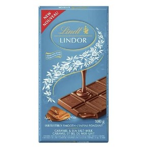 (캐나다 직송) 린트 린도르 카라멜 씨 솔트 밀크 초코릿 바 100g 4개 Lindt LINDOR Caamel Sea Salt Milk Chocolate Ba