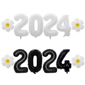 [해피쏘굿] 2024 숫자 풍선 세트, 1세트, 화이트 숫자세트