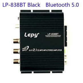 블루투스 미니 앰프 오디오 스피커 음향 앰프 카페 업소용 매장용 앰프모듈 Lepy Lp-838USB 블루투스 5.0 3 채널 스테레오 자동차 슈퍼 베이스 100% 브랜드, 없음, 3) LP-838BT black