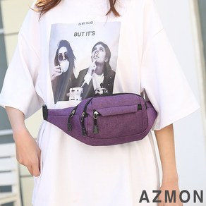 AZMON 심플 무지 옥스퍼드 힙색 가방 0.13kg 초경량 넓이24cm x 높이14cm x 두께10cm, 퍼플, 1개