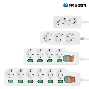 일신 국산 안전 접지 멀티탭 개별스위치 일반 2구 3구 4구 6구 1.5M 3M 5M 10M 과부하차단 멀티콘센트, 1개, 2m