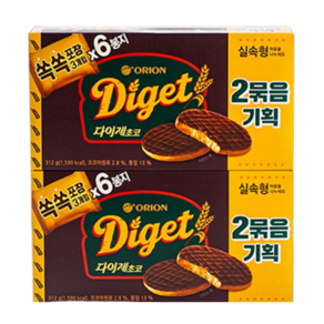 [무료배송]오리온 다이제초코 실속형 (312g+312g) 2묶음 x 2개, 312g, 6개