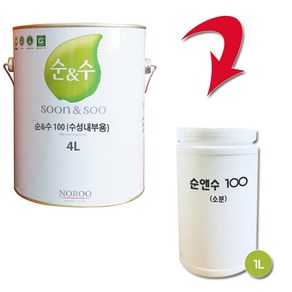 노루페인트 순앤수 100 친환경 내부용 수성페인트 1L 무광, 1개, 화이트1