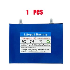LiFePO4 리튬 다리미 인산염 배터리 자동차 에너지 저장 배터리 충전식 배터리 DIY12V 태양 에너지 3.2V 200AH, 1 PCS, 1개