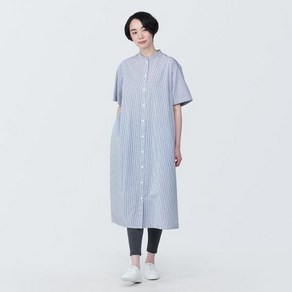 무인양품 [MUJI] 여성 시원한 브로드 스탠드 칼라 반소매 원피스 BC2IJA4S 136501