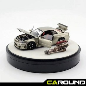 PGM x One Model 1:64 닛산 스카이라인 GT-R (R34) Z-Tune - 제이드 그린 (풀오픈 다이캐스트), 일반버전(사각케이스), 1개