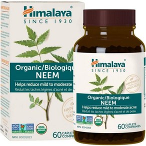 Himalaya 히말라야 유기농 님 허브 스킨 순한 여드름 맑은 정화제 아유르베딕 600mg 캐플릿 60개, 60정, 1개