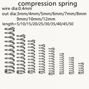 10-20pcs 0.4mm 압축 스프링 외경 3mm ~ 12mm 스테인레스 스틸 마이크로 소형, 4mm 20개, 20mm, 20mm