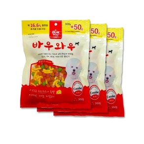 바우와우 강아지용 혼합간식 350g, 닭 + 연어 + 체다치즈 혼합맛, 3개