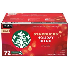 Stabucks K-Cup Coffee Holiday Blend 스타벅스 큐리그 캡슐커피 홀리데이 블렌드 29.2oz(828g), 828g, 1개, 72개입