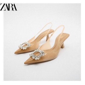 ZARA 자라 디테일 비닐 슬링백 힐