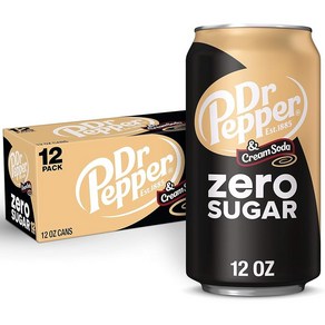 DR PEPPER and Cream Soda Zero Sugar 12 fl oz cans 닥터 페퍼 크림 소다 제로 슈가 355ml 12캔 1세트