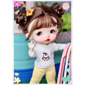 #포켓 16cm 옷( 왕관 펭귄 티셔츠 )[마구샵]#구체관절인형#bjd#인형옷#유딩이#도리스돌#포켓돌, 1개