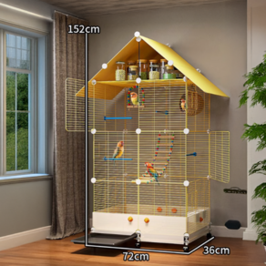 오름길 앵무새 비둘기 둥지 닭장 새장 새집 장난감 놀이터 횟대 횃대 대형, 1개, 옐로우 지붕형