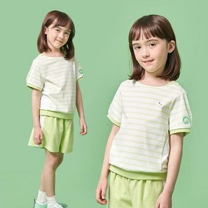 (백화점 상품) [헤지스 키즈]헤지스키즈 반팔 상하세트 HTM72ST56G LM 4799846, Lime/130, 1개, Lime