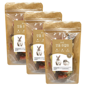 포시즌 햄스터 토끼 기니피그 소동물 모듬 이갈이, 3개, 100g