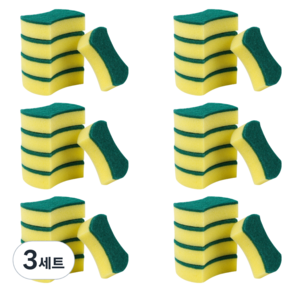다목적 주방 설거지 스펀지 초록 수세미, 3개, 라운드형, 30개