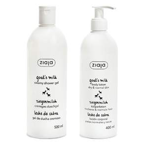 지아자 산양유 크리미 샤워 젤 500ml + 산양유 바디 로션 드라이 앤 노멀 스킨 400ml, 1세트