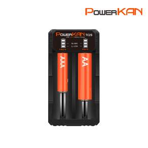 POWERKAN 파워칸 배터리 충전기 2구 3.7V리튬 1.2V니켈 TC2S 건전지 충전 AA AAA 18650 21700 과충전방지 LED표시, 1개