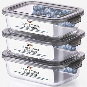 파쿠젠 이지캡 내열유리 반찬통 세트 3P 1100ml, 1세트, 1100ml  3p