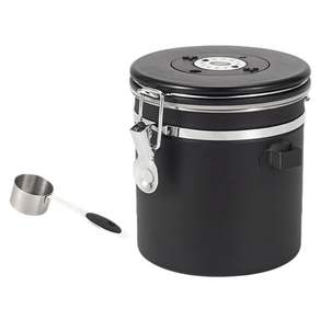 SHUNFA 304 스테인레스 스틸 커피 밀폐 용기 1.2L, 1개, 매트 블랙