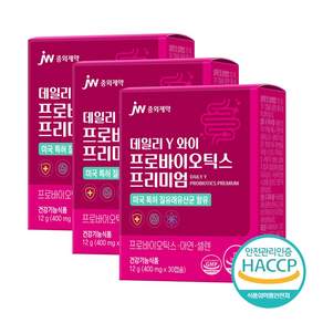 JW 중외제약 데일리Y 프로바이오틱스 프리미엄 질 유래 유산균, 30정, 3박스