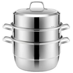 CookNest 3단 인덕션 찜기 냄비 겸용 스텐 찜솥 곰솥 대형, 1개, 28cm