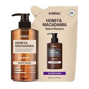 쿤달 허니 앤 마카다미아 네이처 샴푸 화이트머스크향, 900ml, 1개