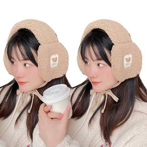 1+1 글램디아 귀여운 곰돌이 뽀글이 귀도리 귀마개, 브라운+브라운, 2개