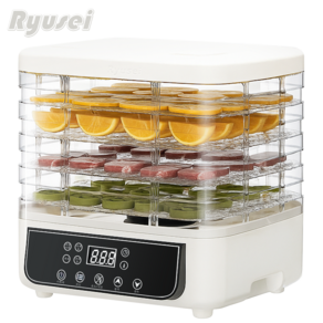 Ryusei 가정용 식품건조기 고추 야채 과일건조기 애견 간식 디지털 투명트레이+ 식품 집게 JHC130, 화이트