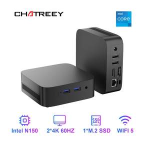 T10 마이크로 PC 인텔 트윈 레이크 N150 Chatreey 윈도우 11 프로 초소형 포켓 컴퓨터 듀얼 SSD 4K 60Hz RGB 출력, Black, 512GB, 16GB