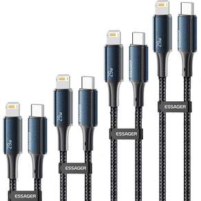 ESSAGER E Marker 칩 C to 8핀 PD 29W 아이폰 호환 고속충전 케이블, 4개, 1m, 블루