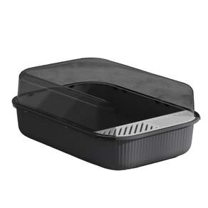 JUIMIMI 고양이 화장실 평판형 대용량 고양이 화장실, Black, 1개