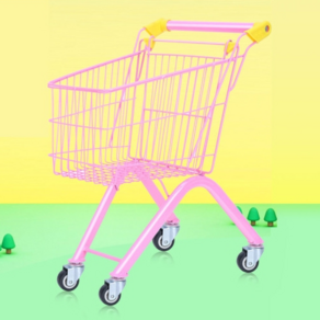 FOOI 예쁜 어린이 쇼핑카트 아동 장난감 철제카트 주방놀이 아동장보기 놀이, 핑크, 1개
